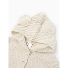 PATPAT Baby/Toddler Boy/Girl 3D Ear Hooded Textured Sweater Jacket White