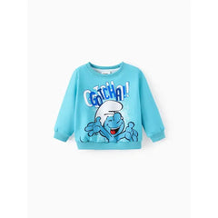 Patpat The Smurfs Baby/Toddler Boy/Girl 2pcs Character Pattern Top And Pants Set Blue