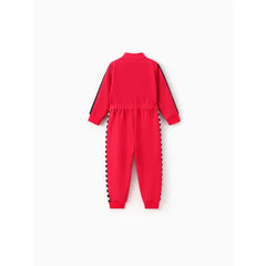Patpat Hot Wheels Toddler Boy 1pc Colorblock Logo Print Long-sleeve Racing Jumpsuit Red