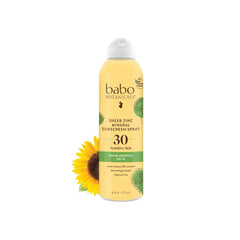 Babo Botanicals Sheer Zinc Continuous Sunscreen Spray SPF30 - Natural Zinc Oxide - Extra Sensitive Skin - Water Resistant - Vegan - Fragrance-Free - Air-Powered Spray - For all ages, 6 Fl Oz
