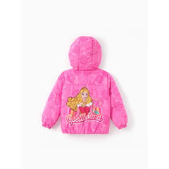 PATPAT Disney Princess Toddler Girl 1pc Ariel/Moana/Rapunzel/Aurora Plush Edge Hooded Jacket Coat Pink