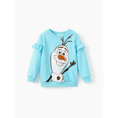 Patpat Disney Frozen Toddler Girls Elsa 2pcs Floral Flutter-sleeve Sweatshirt with Leggings Set light blue