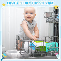 Maxcheck Silicone Dishwasher Bag 11.8" x 7.9" Large Dishwasher Holder for Baby Bottles Storage Bag for Small Items Bottle Nipples Breast Pump Accessories Pacifier Toy Parts, Blue, Green