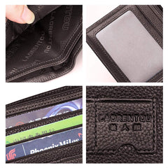 LAORENTOU Men's RFID Bifold Wallet with Zipper Coin Pocket | Genuine Leather | Slim & Casual | Brown