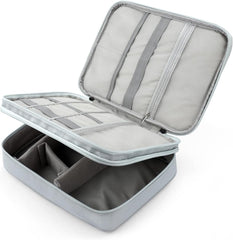 TERRIFI Electronic Cable Organizer Bag, Multiple Compartments for Travel Essentials, Organize Cables, Chargers, Phones, Earphones, Power Banks, Earbuds, and Hard Drives, Grey