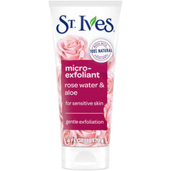 St. Ives Gentle Facial Scrub with Rosewater and Aloe Vera is made with 100% natural exfoliants, paraben and oil-free, dermatologist tested, 6 oz