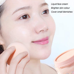 Air Cushion CC Foundation Mushroom BB Cream Brightening Skin Tone Moisturizing Dry Face Makeup Light Coverage Pores(13g)