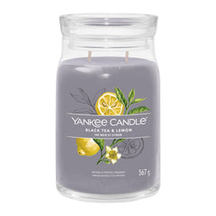 Yankee Candle Signature Scented Candle | Black Tea & Lemon Large Jar Candle with Double Wicks | Soy Wax Blend Long Burning Candle | Perfect Gifts for Women