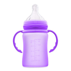 Hamarue 3-in-1 Glass Sippy Cups for Toddlers | Silicone Coated Glass Baby Bottles | Non-Toxic Transition Cup for Baby with Removeable Handles | Baby Straw Cup NB+, 3M, 6M, 12M