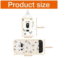Lolotzii Portable Bottle Warmer, Temperature Adjustment Baby Milk Waemer with LED Display and USB, Panda Waterproof Bottle Warmer for Travel, Car