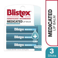 Blistex Medicated Lip Balm Spf 15, 3 Count, Multi, 0.15 Ounce (Pack Of 3)