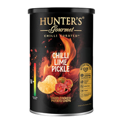 Hunter's Gourmet Chilli Lime Pickle Hand Cooked Potato Chips 150g, Vegan, MSG-Free, No Artificial colors