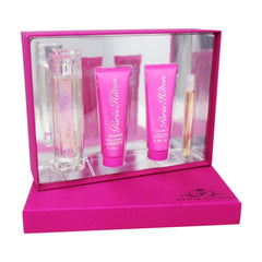 Paris Hilton Heiress for Women - 4 Pc Gift Set 3.4oz EDP Spray, 0.34oz EDP Roll-On, 3oz Body Lotion, 3oz Bath and Shower Gel