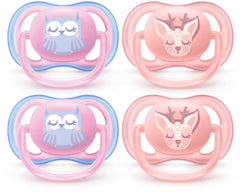 AVENT Philips Ultra Air Pacifier, 0-6 Months, Owl/Deer, 4 Pack, SCF085/08