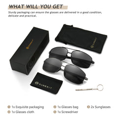 SUNGAIT Ultra Lightweight Rectangular Polarized Sunglasses UV400 Protection