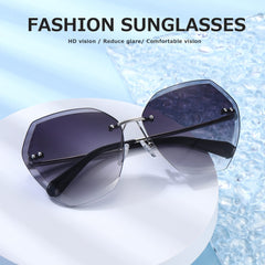 AEVOGUE Sunglasses For Women Oversized Rimless Diamond Cutting Lens Sun Glasses AE0534