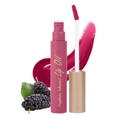 Insight Cosmetics Peptide Infused Lip Oil| With Ginger Seed Oil for Long-Lasting Nourishment and Hydration| Soft and Natural Pink Lips | Hydrated & Plump you Lips, 4.5gm(Mystic Mulberry)