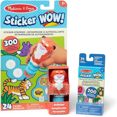 Melissa & Doug Sticker Wow!™ Bundle – Fox, Sea Turtle & Tiger Collectible Characters with 24-Page Activity Pad, Sticker Stamper & 500+ Stickers – Arts & Crafts Fidget Toy Set
