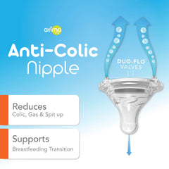 Avima 9 oz. Anti Colic Baby Bottles, BPA Free, Wide Neck with Medium Flow (Set of 3)