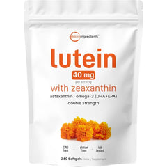 Micro Ingredients Lutein & Zeaxanthin 40mg Softgels, 240 Count, with Astaxanthin, Omega-3s, & Phospholipids | Eye + Vision Health Vitamins | Third Party Tested, Non-GMO, Gluten Free