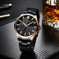 CURREN 8322 Man Watch Man Sport Watch Man Waterproof Outdoor Wristwatch Man Watch Man Quartz Watch Business Watch Male Watch for Men - Black