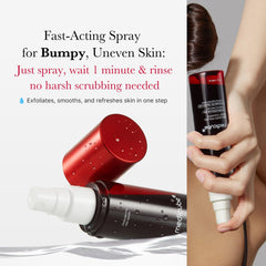 medicube Red Body Peeling Shot, Strawberry Skin Body Spray Cleanser, AHA + BHA + Succinic Acid, Exfoliating, 3.88 oz.