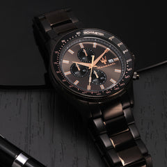 Maserati SFIDA Men's Watch, Chronograph, Quartz - R8873640011, Black/White, 44mm, Bracelet, Black/White, 44mm, Bracelet