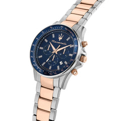Maserati Sfida Men's Watch, 44 mm, Chronograph, Quartz Watch - Silver/Rose Gold