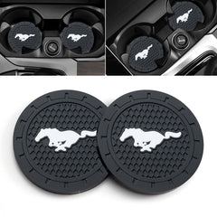 NASKEE GUYMIN Car Cup Holder Coaster for Ford Mustang Silicone Non-Slip Bling Crystal Drink Cupholders Coaster for car Interior Accessories 2.76 Inch 2 Pieces