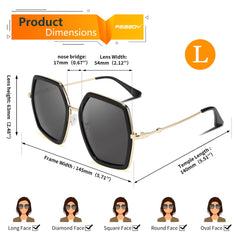 FEISEDY Women Large Hexagon Inspired Sunglasses Fashion Irregular Design Style Geometric B2503