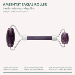 EcoTools Amethyst Facial Roller, Face Roller and Massager, Skincare and Sculpting Tool, Reduces Under Eye Puffiness and Dark Circles, Purple, 1 Count