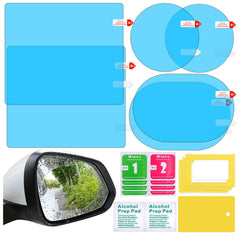 HLARTNET HLAA 6 Pieces Car Rearview Mirror Film, Rainproof Waterproof Car Mirror Protector Side Mirror Rain Guard Mirror Aid Anti Fog Nano Coating Car Film for Cars Trucks Bus