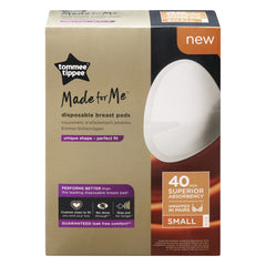 Tommee Tippee Made for Me Daily Disposable Breast Pads, Soft, Absorbent and Leak-Free, Contoured Shape, Adhesive Patch, Small, Pack of 40