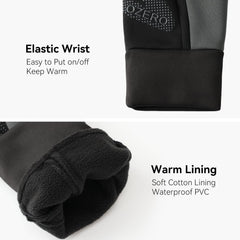 OZERO Winter Cycling Gloves for Men Women: Waterproof Windproof Anti-Slip Touchscreen Thermal Sports Gloves for Driving Hiking Bike Cycling Running - Black-grey
