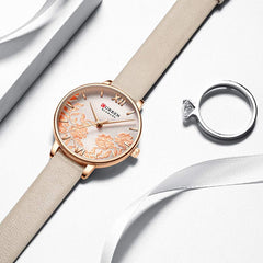 CURREN Elegant Exquisite Casual Business Quartz Women's Watch - Beige