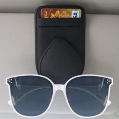 Moonmen Sunglasses Holder for Car Visor, Magnetic Leather Glasses Eyeglass Hanger Clip for Car, Sunglasses Holder and Ticket Card Clip for Car Visor Accessories (Black)