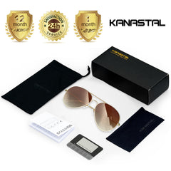 KANASTAL Polarized Sunglasses for Women and Men, Metal Frame Sun Glasses Retro Shades for Mens Driving Outdoor Military Style 100% UV400 Protection