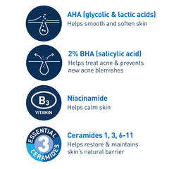 CeraVe Salicylic Acid Acne Treatment with Glycolic Acid and Lactic Acid | AHA/BHA Acne Gel for Face to Control and Clear Breakouts | Fragrance Free, Paraben Free, Oil Free & Non-Comedogenic|1.35 Ounce