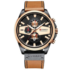 CURREN 8394 Casual Sport Watches for Men Top Brand Luxury Military Leather Wrist Watch Man Clock Fashion Chronograph Wristwatch - Off orange