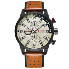 CURREN Men's Sports Waterproof Leather Strap Wrist Watch 8250 (Yellow)