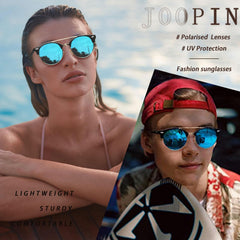 Joopin Polarized Semi Rimless Sunglasses Men Women, Classic Half Frame Sun Glasses UV400 Protection