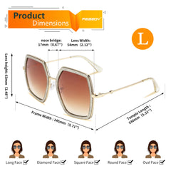 FEISEDY Women Large Hexagon Inspired Sunglasses Fashion Irregular Design Style Geometric B2503
