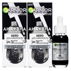 Garnier Pure Active Anti-Blemish Face Serum with Niacinamide, Activated Carbon, AHA, BHA, for Spots and Blackheads, Mattifying and Even-Finishing Formula, No Residue - 2 x 30ml Bottles