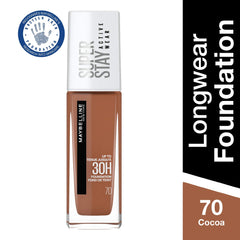 Maybelline New York Foundation, Superstay Active Wear 30 Hour Long-Lasting Liquid Foundation, Lightweight Feel, Water, Sweat and Transfer Resistant, 30 ml, Shade: 70, Cocoa