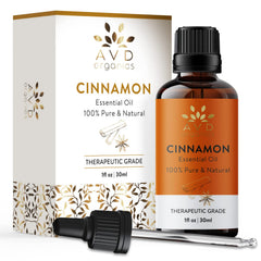 AVD ORGANICS Cinnamon Essential Oil 30ml | 100% Pure & Natural | UNDILUTED Therapeutic Grade | Perfect for Aromatherapy Relaxation Skin Care & More |1 fl. Oz