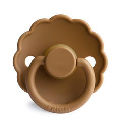 FRIGG Daisy Latex Pacifier 6-18 Months | Soothing Comfort Pacifiers with Click-Lock System | 1 Pack Natural Rubber Soothers | Food Safe with Timeless Elegance — Cappuccino