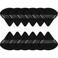 Maitys 12 Pieces Triangle Powder Puff Face Cosmetic Makeup Puff for Loose Powder Soft Body Washable Reusable Foundation Sponge Mineral Powder Wet Dry Makeup Tool(Black,Small)