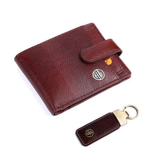 Hammonds Flycatcher Leather Wallet & Keychain Combo - Premium Gift for Men, 5 Card Slots, Brown