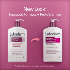 Lubriderm Advanced Therapy Fragrance Free Moisturizing Hand & Body Lotion + Pro-Ceramide with Vitamins E & Pro-Vitamin B5, Intense Hydration for Itchy, Extra Dry Skin, Non-Greasy, 32 fl. oz