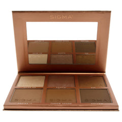 Sigma Beauty Sculpt Highlight and Contour palette, 6 pigmented shimmery & matte shades, vegan makeup, blendable & buildable for flawless finish.